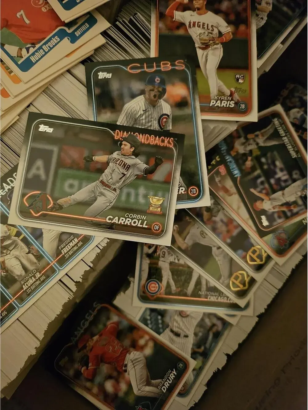 Large Priority box of 2023 Topps & 1990 Fleer - HOF, stars, rookies - Unsorted